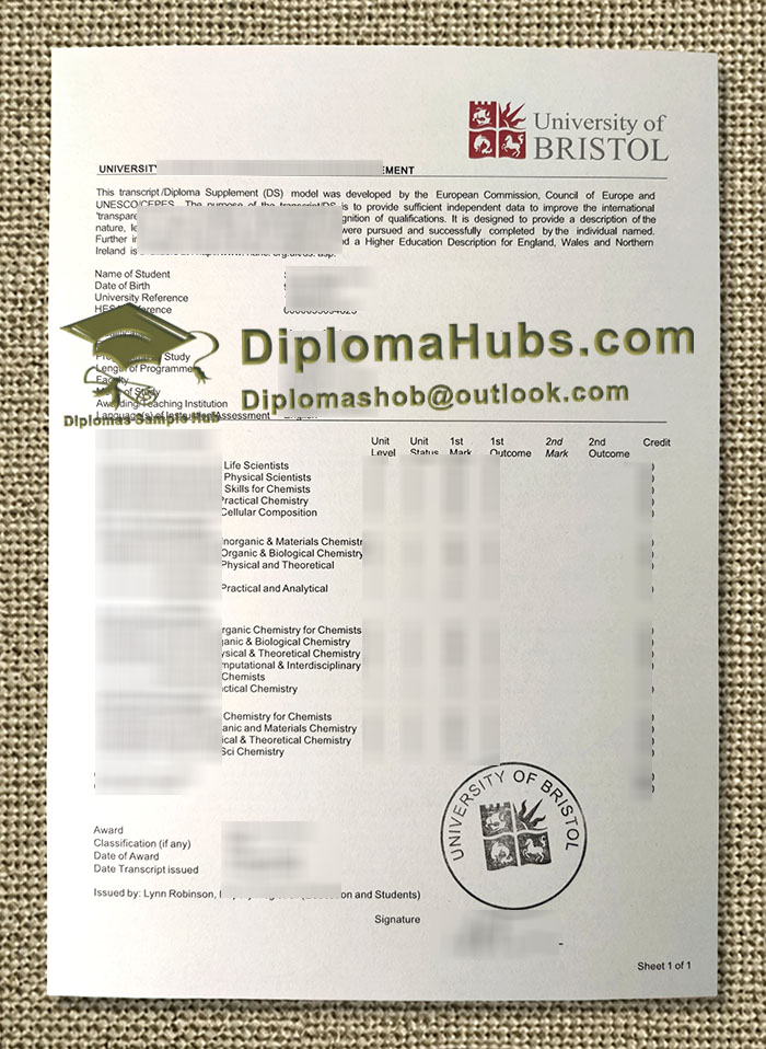 University of Bristol Transcript