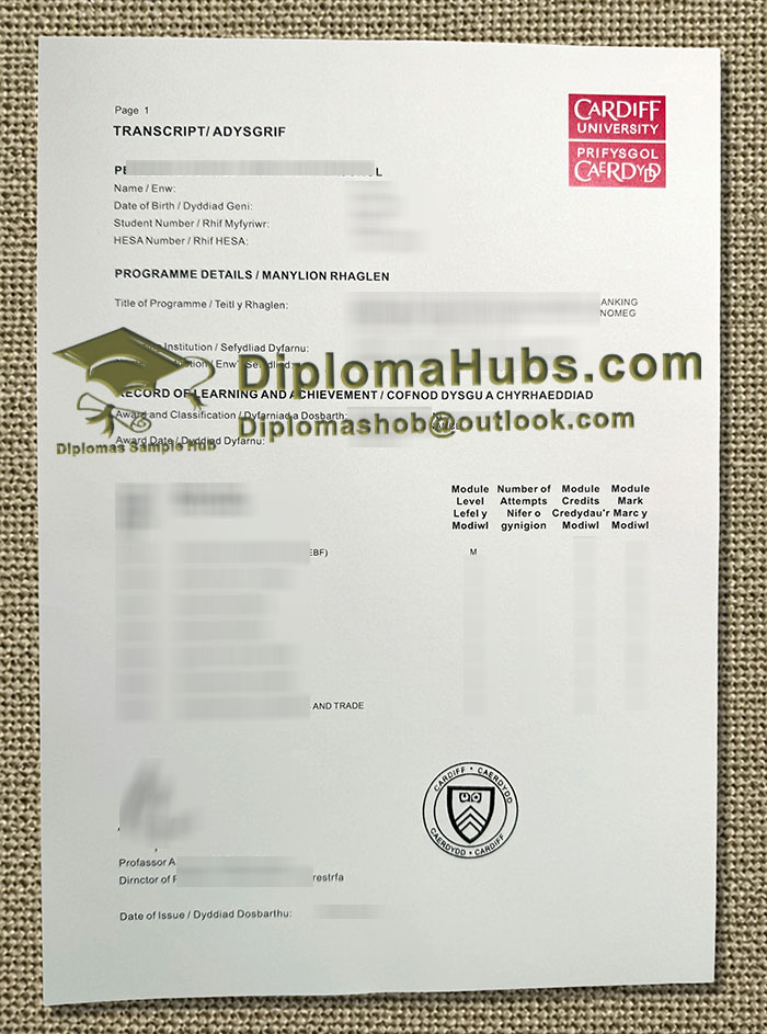 Cardiff University Transcript
